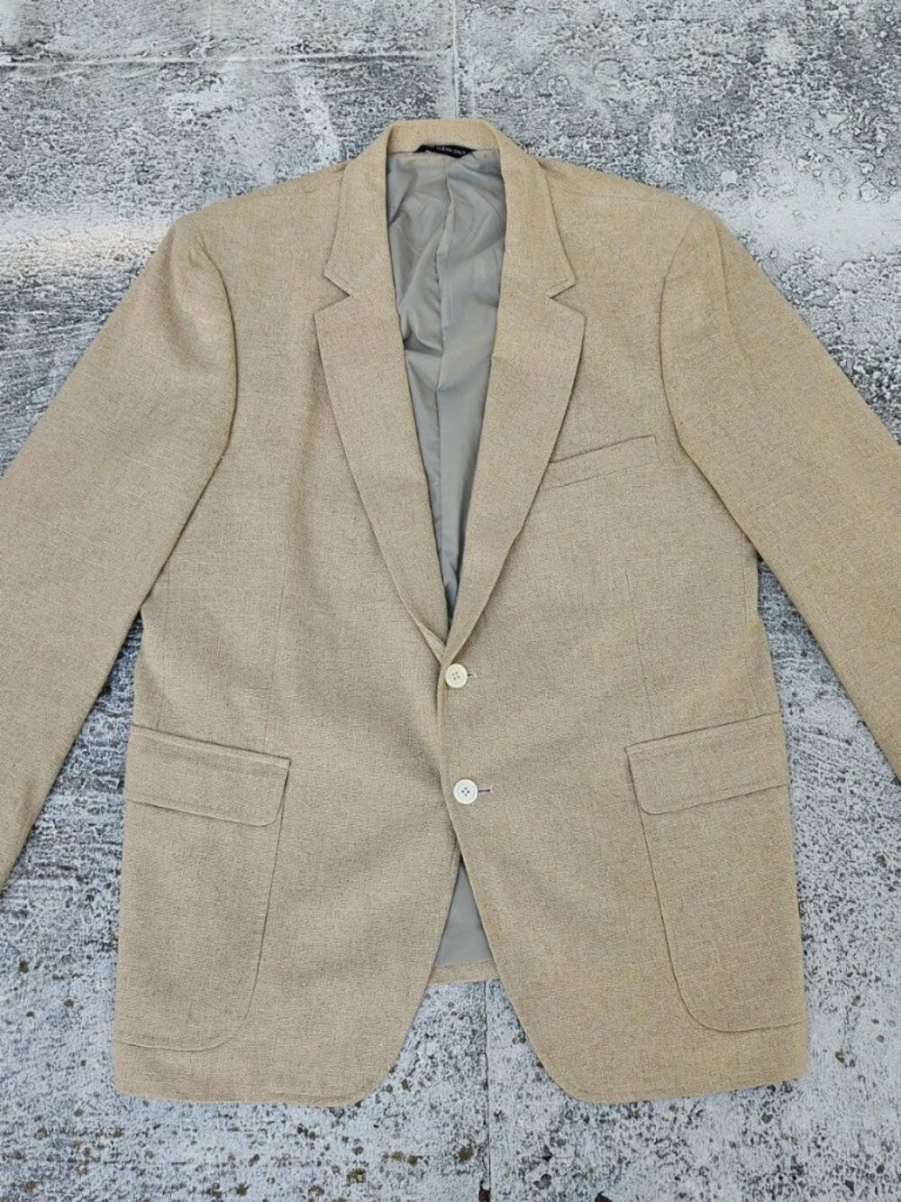 Vintage Jordache Men Sport Coat Blazer Linen Blend Two Button Jacket Size 46R